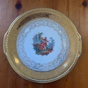 Taylor Smith & Taylor Royal China Round Gold Trim with Center Scene Platter 13"